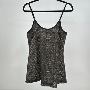 Vintage 90’s Black Mesh Women's Large Top Tank Spaghetti Strap